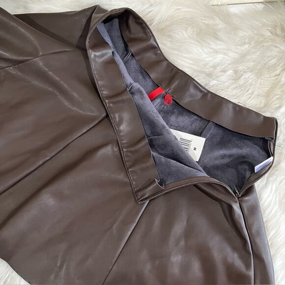 NEW Saks 5th Ave 5|48 Luxe Vegan Leather Flounce Mini Skater Circle Skirt M NWT - Picture 9 of 14